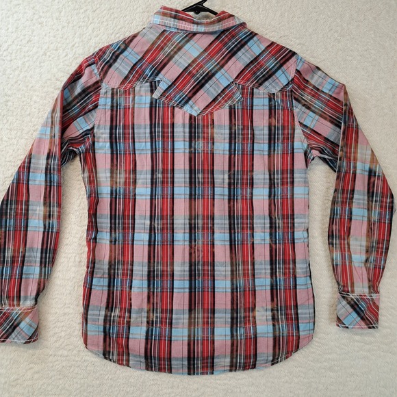 BKE Vintage Buckle Red Plaid Lightweight Cotton Western Shirt Men Size Small - Picture 8 of 8